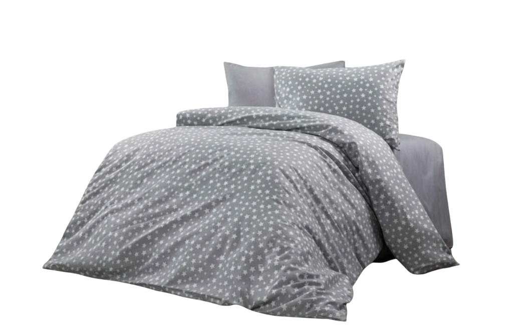 Set Lenjerie de Pat de Lux din Bumbac Ranforce | Stelute, King Size, 4 Piese – Model Starlight