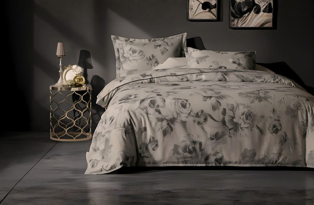 Set Lenjerie de Pat de Lux din Bumbac Ranforce | Floral, King Size, 4 Piese – Floral Elegance