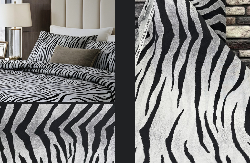 Set Lenjerie de Pat de Lux din Bumbac Ranforce | Tiger Gray, King Size, 4 Piese – Model Tigru