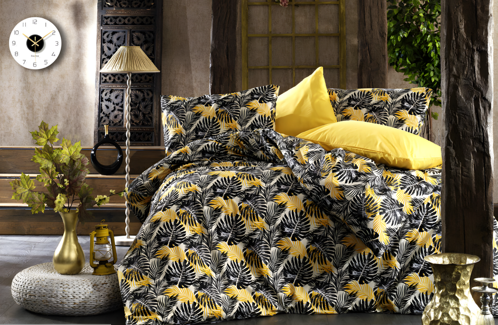 Set Lenjerie de Pat de Lux din Bumbac Ranforce | Tropical, King Size, 4 Piese – Model Tropical