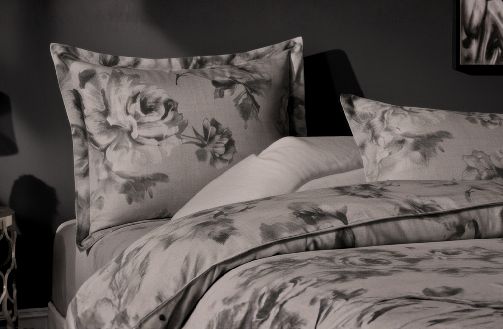 Set Lenjerie de Pat de Lux din Bumbac Ranforce | Floral, King Size, 4 Piese – Floral Elegance