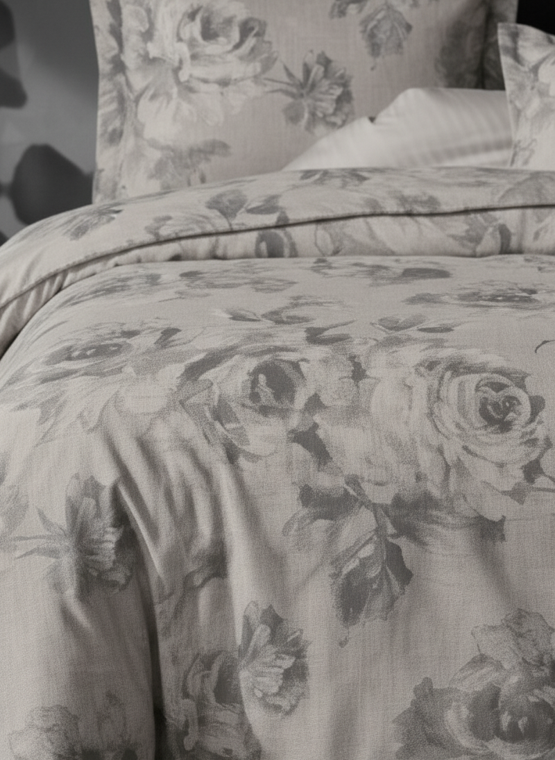 Set Lenjerie de Pat de Lux din Bumbac Ranforce | Floral, King Size, 4 Piese – Floral Elegance